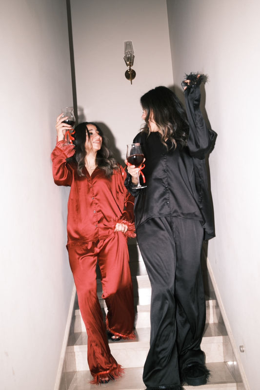 Red wine satin PJ